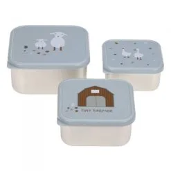 LÄSSIG Lässig Snackdoosjes RVS (3 Stuks) Tiny Farmer Blue