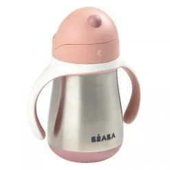 Beaba RVS Drinkbeker Met Rietje (250 Ml) Old Pink