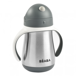 Beaba RVS Drinkbeker Met Rietje (250 Ml) Mineraal Grijs