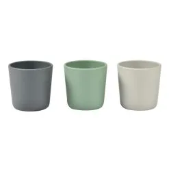 Beaba Set Van 3 Siliconen Drinkbekers (Grijs/Groen/Velvet)