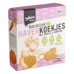 De Kleine Keuken Biologische Haverkoekjes - Wortel & Pompoen (120 G)