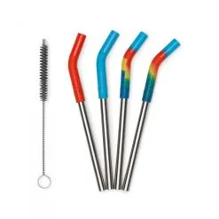 Klean Kanteen Rietjes RVS 4-pack (8 Mm) Short Multi Color/Brushed Stainless